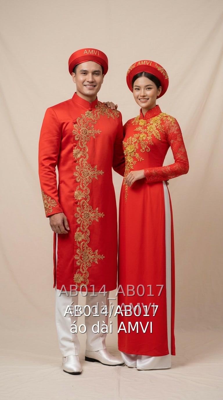 Áo dài cưới đỏ thêu vàng lộng lẫy tại Bảo Tàng Nghệ Thuật Metropolitan New York, ảnh chụp cặp đôi, mã AB017