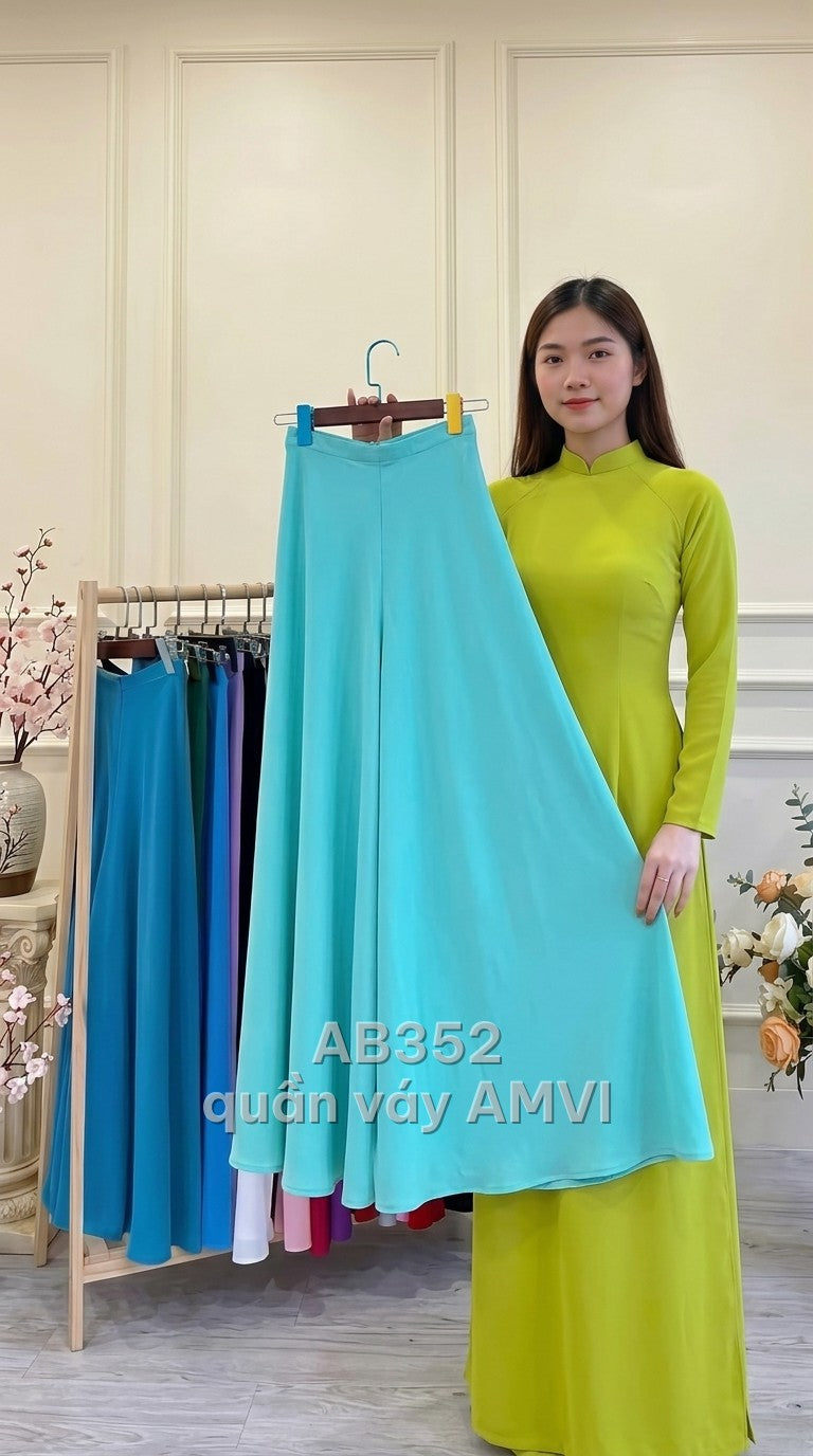 Quần - Lụa Mềm Xanh Dương Trơn Dáng Rộng Thanh Lịch - AB352
