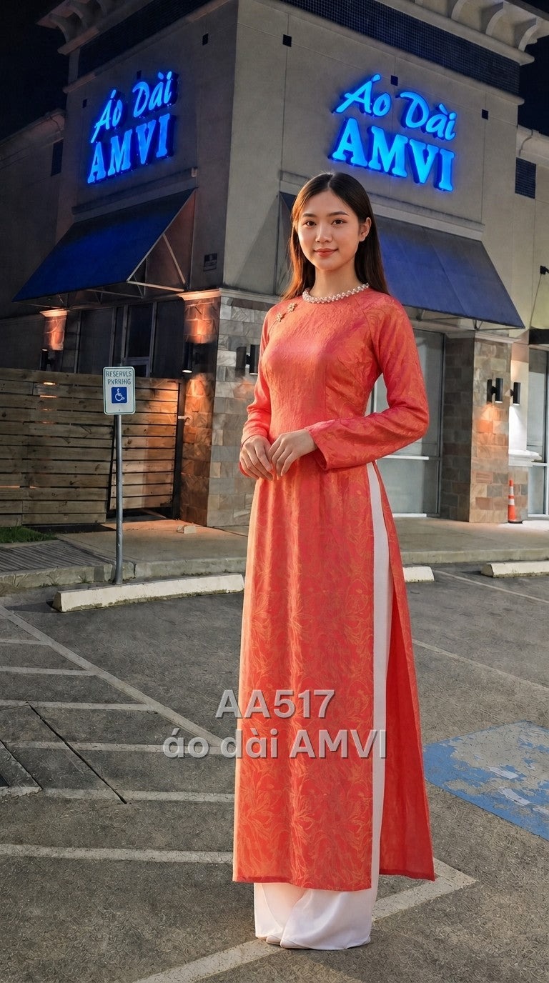 Lụa Hồng Hoa Văn Chìm Đính Kết Sang Trọng Dự Tiệc - AA517