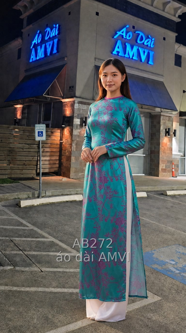Áo dài màu xanh, mã AB272