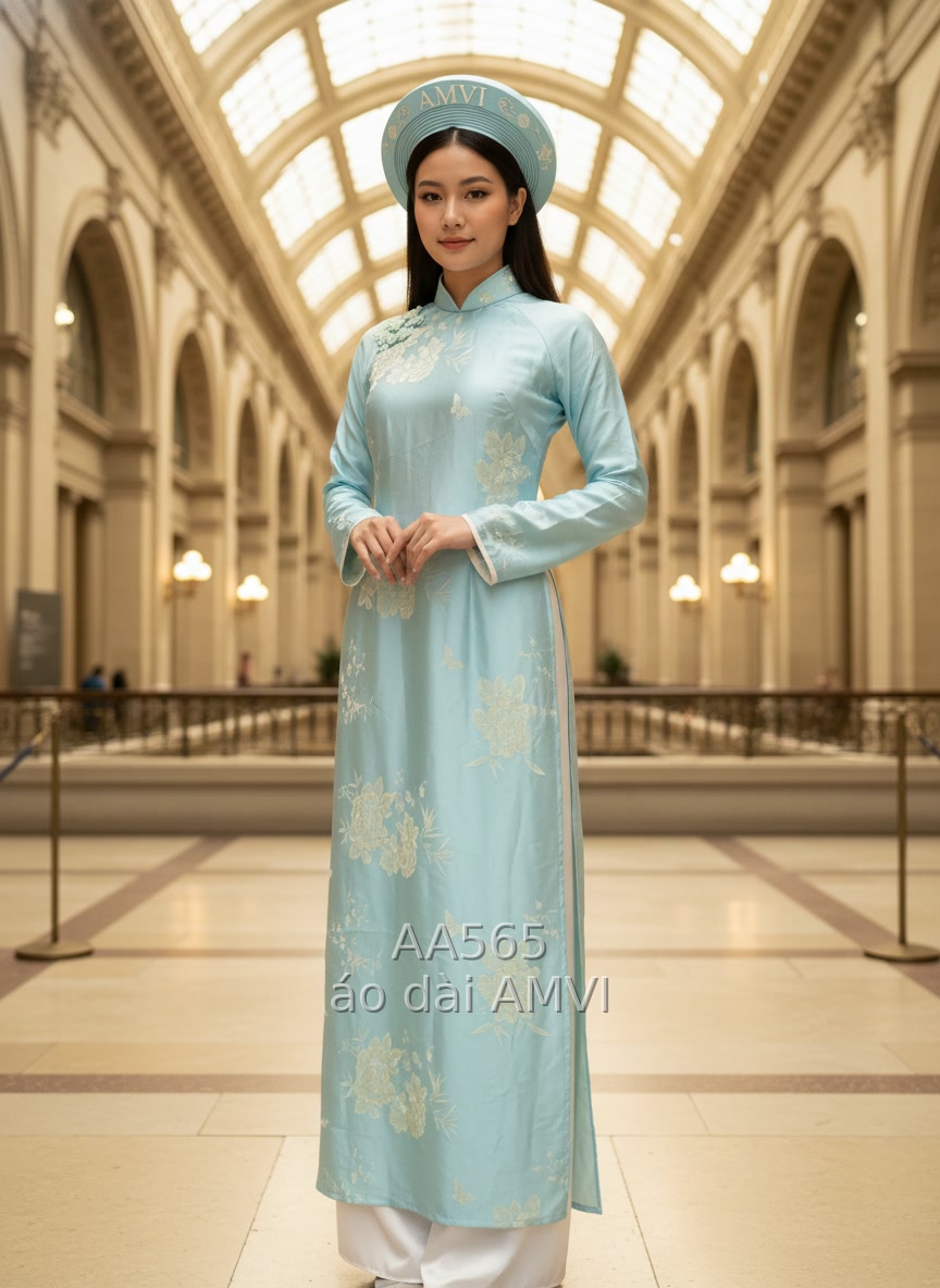 Embroidered silk Ao Dai - AA565