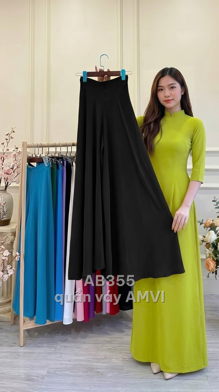 Quần - Vải Mềm Đen Ống Rộng Thanh Lịch Dạo Phố - AB355