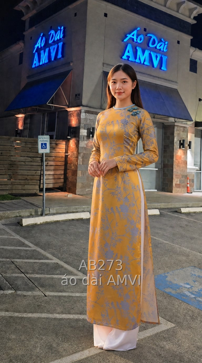 Áo dài màu vàng, mã AB273