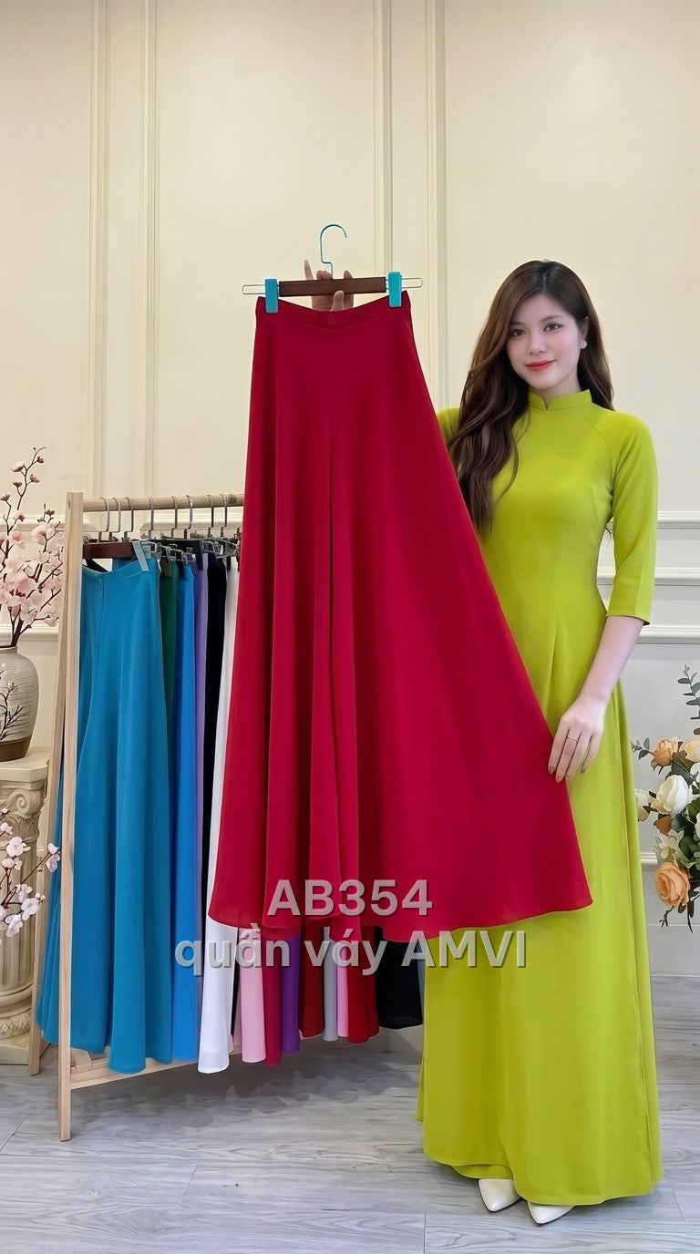 Quần - Vải Mềm Đỏ Tươi Dáng Xòe Bồng Bềnh Thanh Lịch - AB354