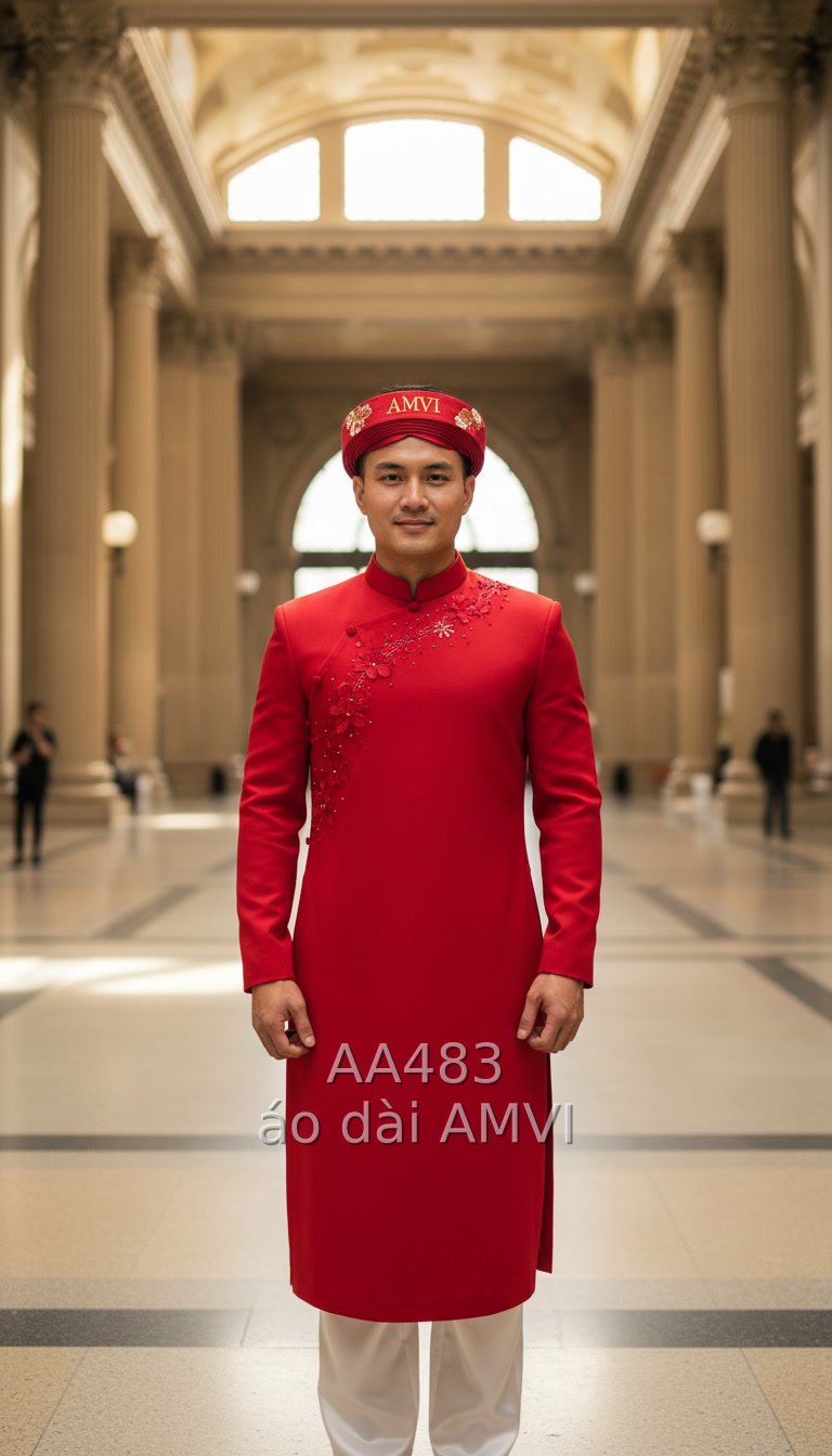 Áo Dài Cưới Đỏ Đính Song Hỷ: Nét Việt Tại The Met, New York - AA483