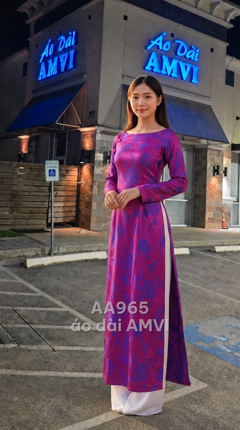 Áo - Gấm Lụa Tím Dệt Hoa Văn Cổ Điển Sang Trọng - AA965