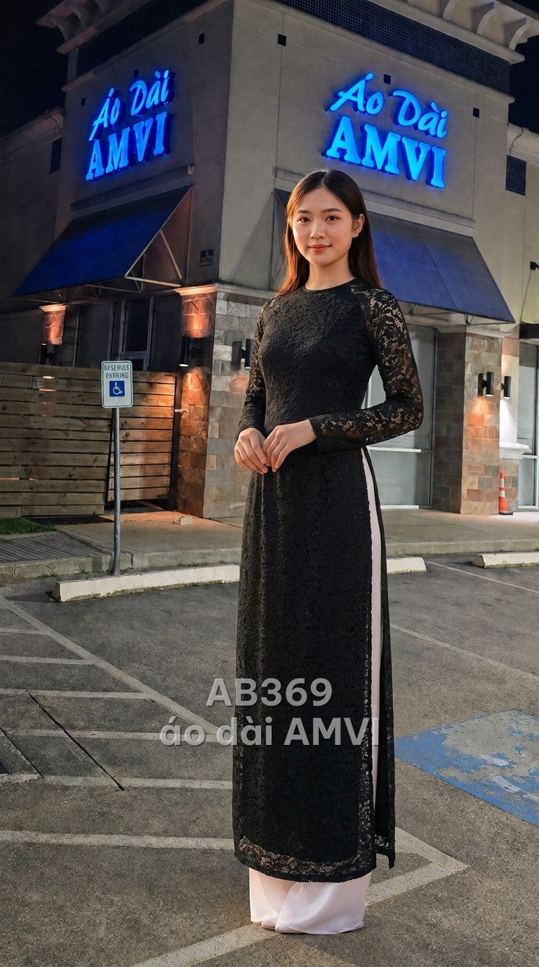 Áo - Ren Đen Thêu Hoa Văn Tinh Xảo Dự Tiệc Thanh Lịch - AB369