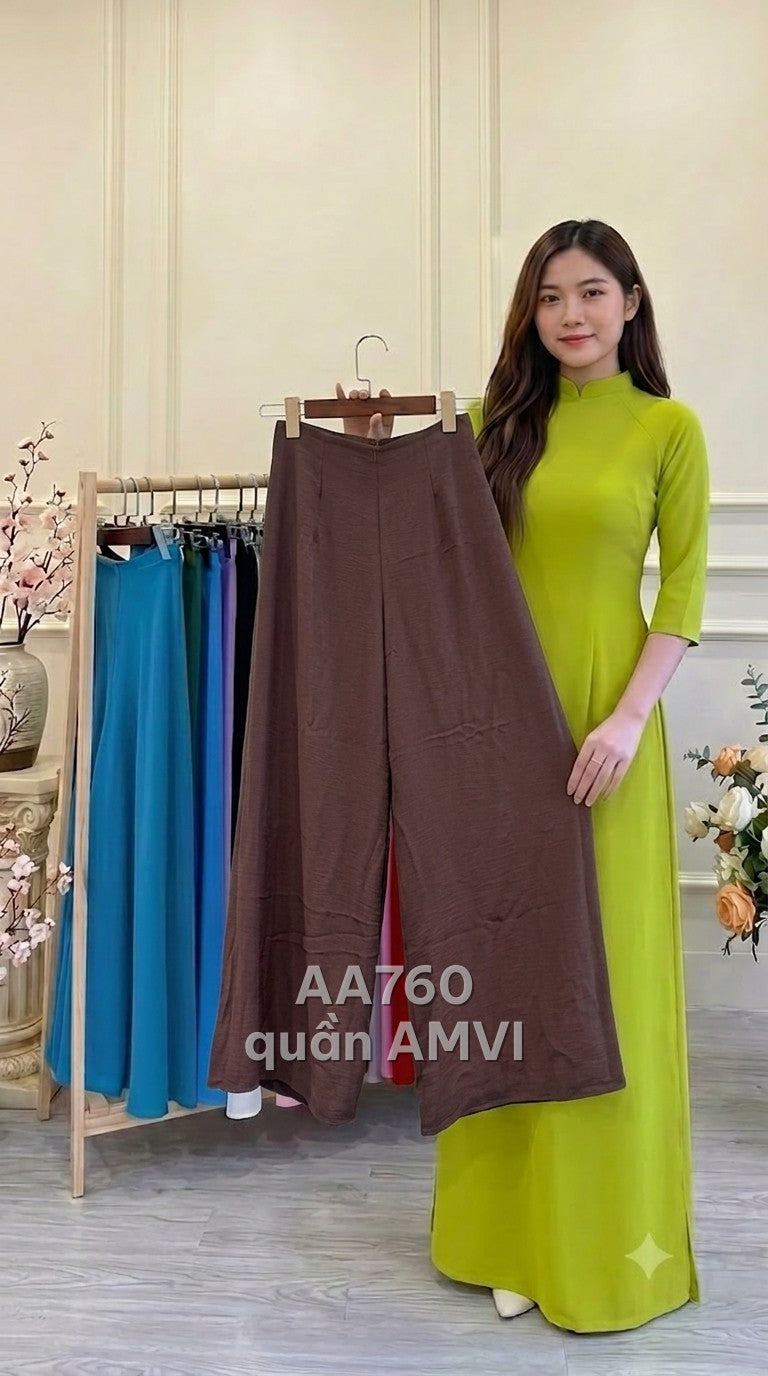 Quần - Vải Nhăn Tím Lưng Cao Ống Rộng Thanh Lịch - AA760