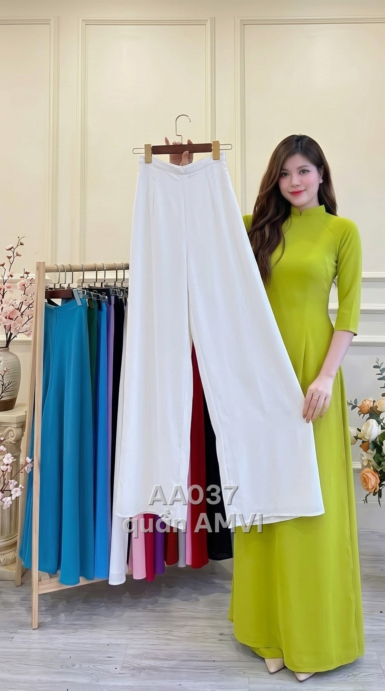 Quần - Lụa Mềm Trắng Tối Giản Cổ Cao Thanh Lịch - AA037