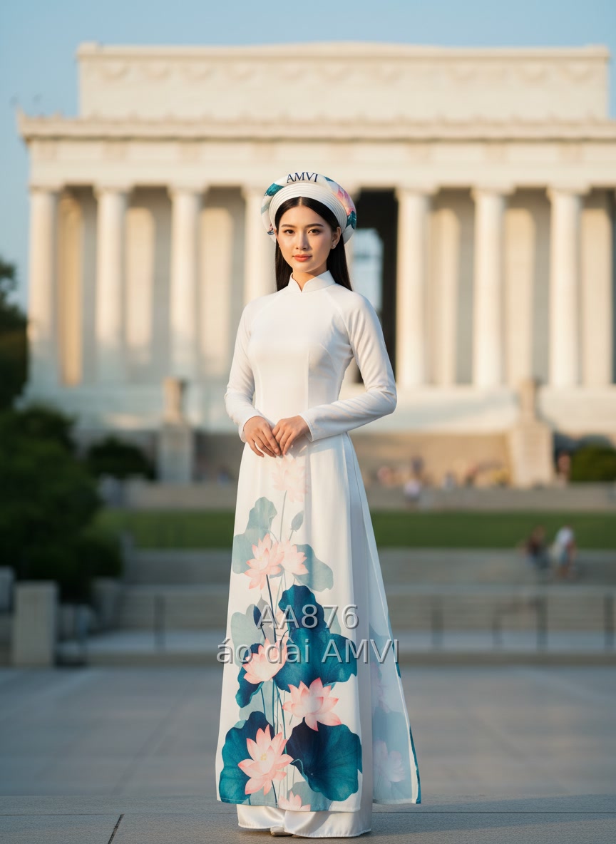Áo dài AMVI cổ tròn — hướng dẫn đặt hàng áo dài online tại AMVI Houston