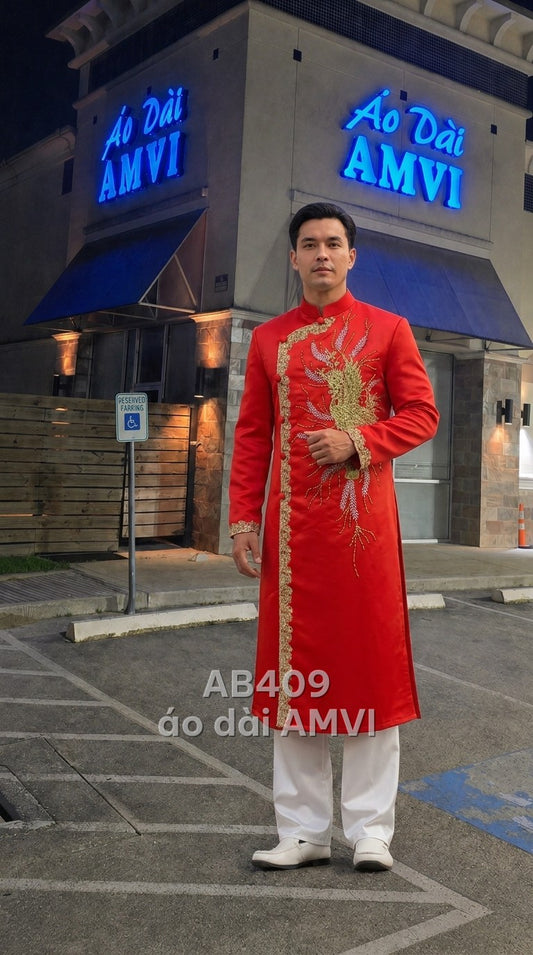 Áo dài đỏ AMVI — gợi ý trang phục khi đi dự đám cưới Việt Nam