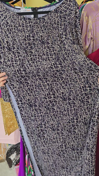 Dark blue Ao Dai for women with abstract patterns at National Mall - AB181