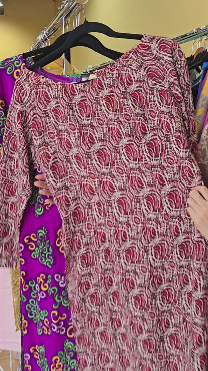 Burgundy Ao Dai with abstract patterns at the National Mall - AB182