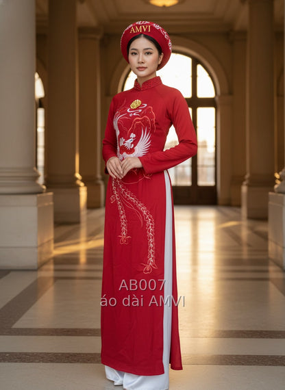 Áo Dài Cưới Đỏ Thêu Phượng Hoàng Tại The Met New York - AB007