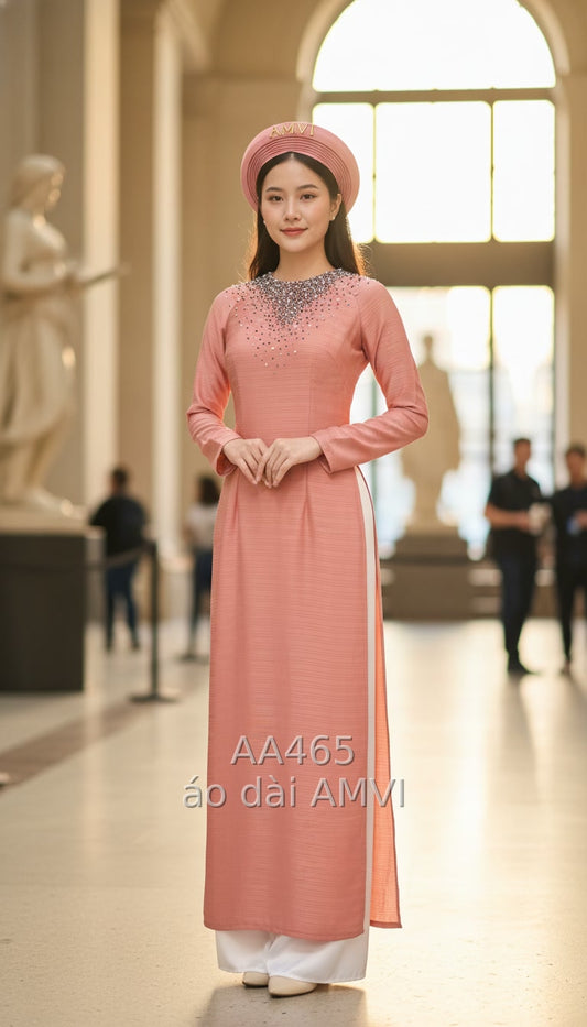 Áo Dài Cưới Đỏ Hồng Sang Trọng: Vẻ Đẹp Việt Tại New York - AA465