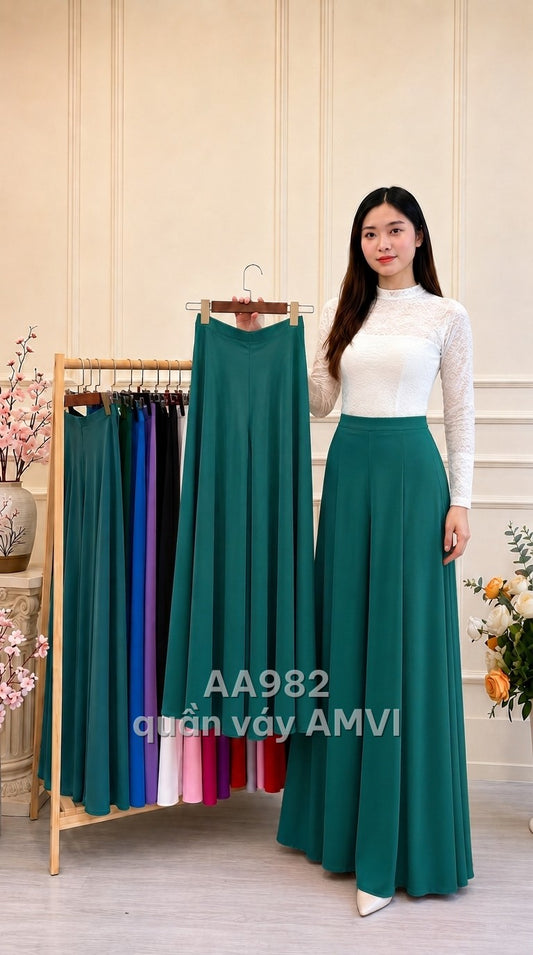Quần - Vải Mềm Màu Xanh Thanh Lịch Tối Giản Công Sở Dạo Phố - AA982