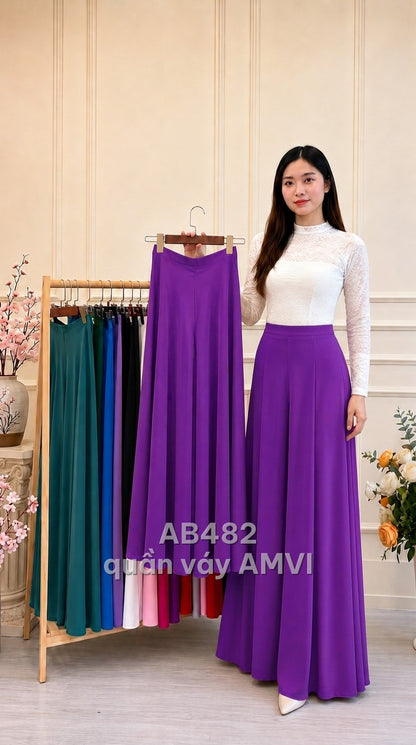 Quần - Vải Mềm Rũ Tím Đậm Dáng Váy Thanh Lịch Hiện Đại - AB482
