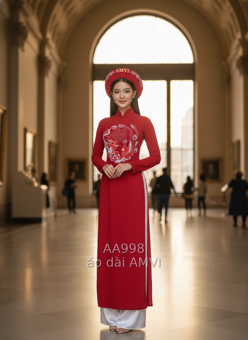Luxurious Red Ao Dai Wedding Dress Embroidered with Dragons and Phoenixes – Vietnamese Beauty at The Met - AA998