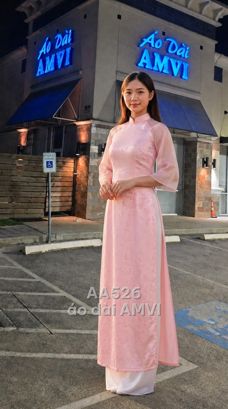Áo - Lụa Gấm Hồng Hoa Văn Chìm Cổ Điển Cưới Hỏi Thanh Lịch - AA526