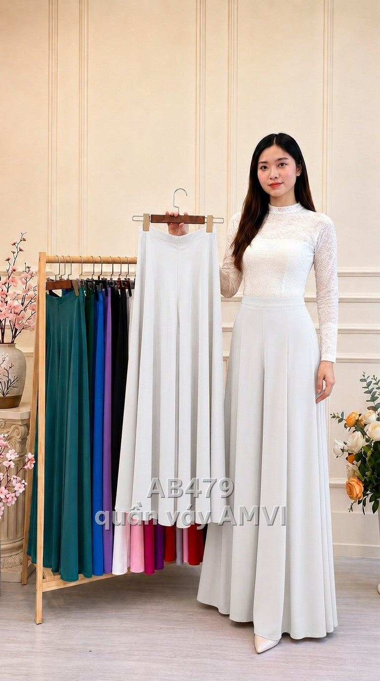Quần - Vải Mềm Rũ Trắng Tinh Dáng Váy Suông Rộng Thanh Lịch - AB479