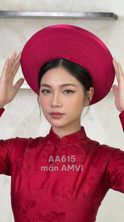 Mấn - Layered Pink Silk with a Luxurious Traditional Round Brim - AA615