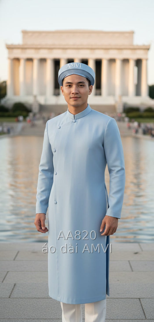 Áo Dài Nam Xanh Truyền Thống, Nét Thanh Lịch Việt Tại Washington D.C. - AA820