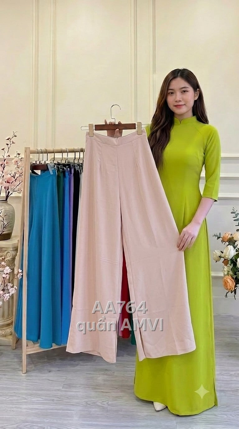 Quần - Lụa Hồng Ống Rộng Cạp Cao Thanh Lịch Hiện Đại - AA764